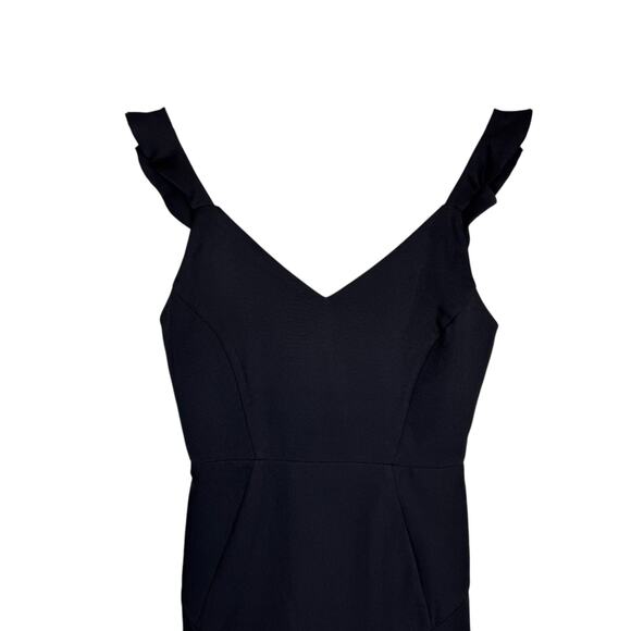 GB NWT Black Ruffled Strappy Vneck Hoco Formal Cocktail Mini Sheath Dress - Picture 4 of 8